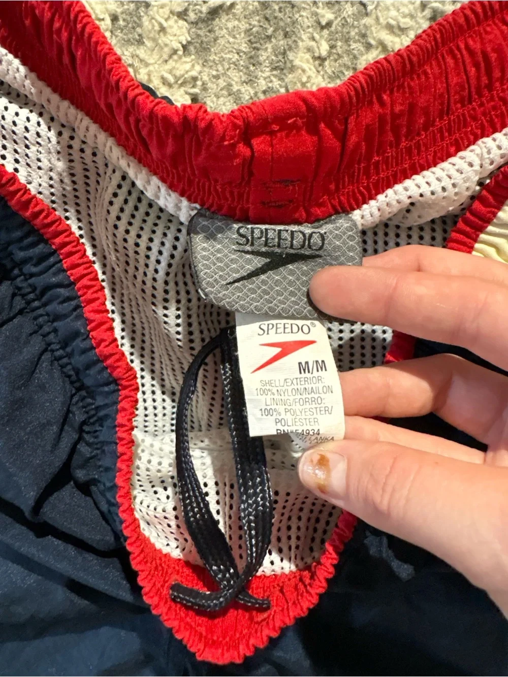 Speedo vintage blue red white swim trunks shorts size M